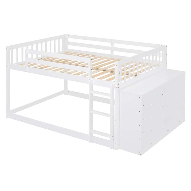 Wood Bunk Bed with 4 Drawers and 3 Shelves