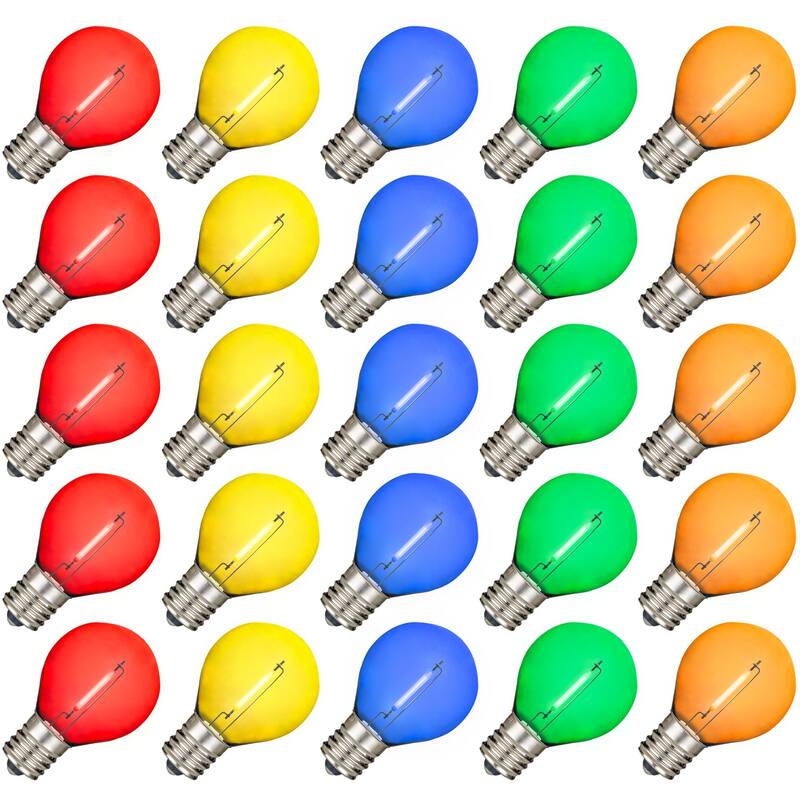 25 Pack LED G30 Plastic Filament Outdoor Globe Replacement Bulbs, Warm White - Multi