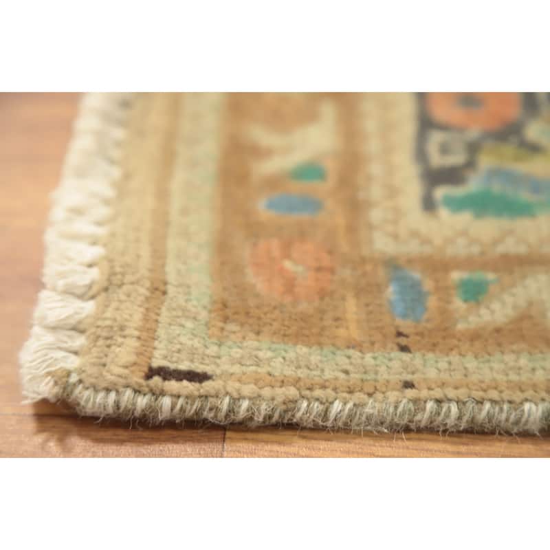 Hand Knotted Oriental 100% Wool Carpet Traditional Floral Coral Tabriz Area Rug - 9' 5'' X 6' 3''