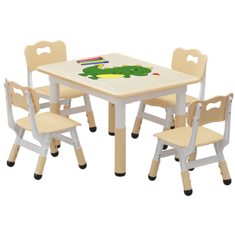 Table and 4 Chairs Set for Ages 2-10 Height Adjustable
