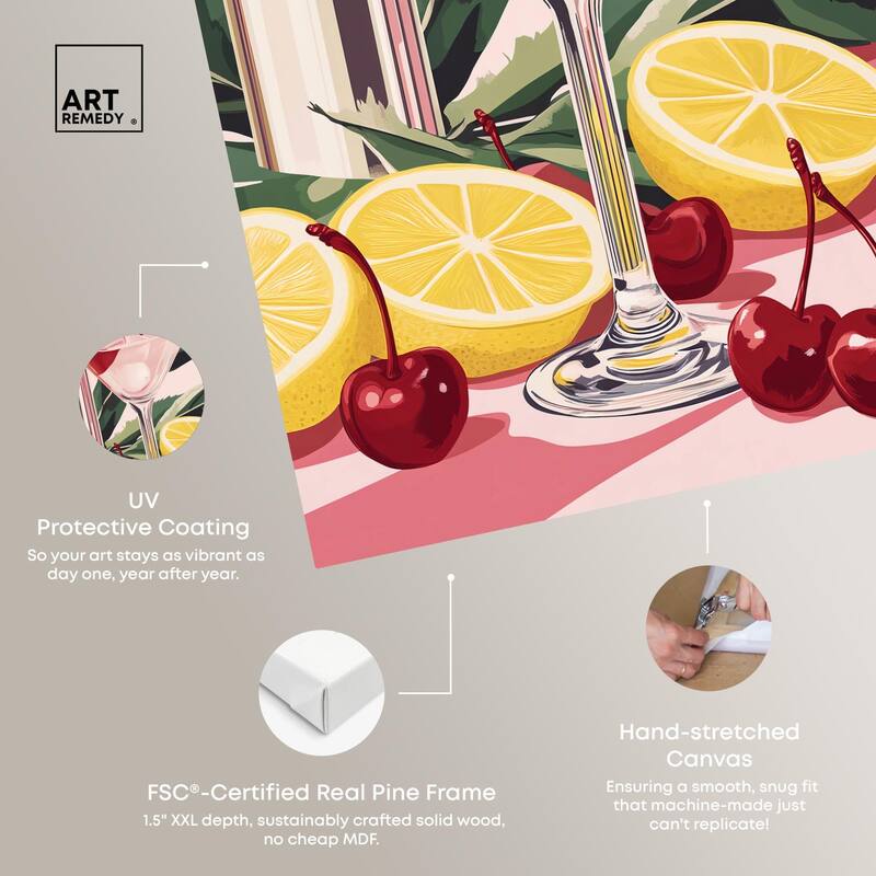 Cherry Lemon Drink Canvas by Art Remedy, Gallery Wrapped