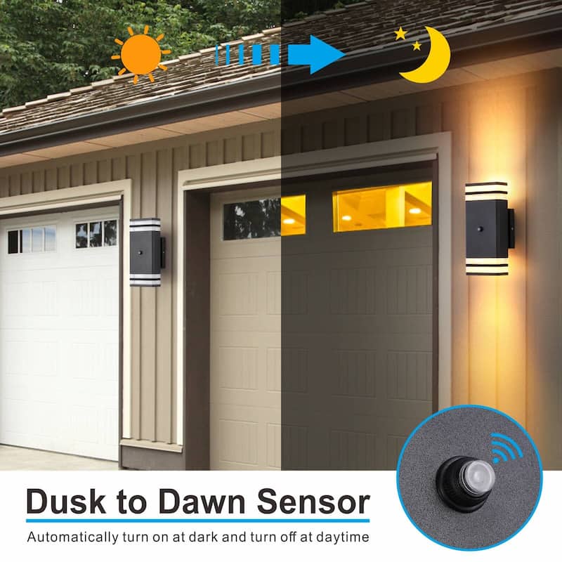 Dusk to Dawn Sensor Outdoor Wall Light, Square Modern Aluminum Waterproof 2 Pack