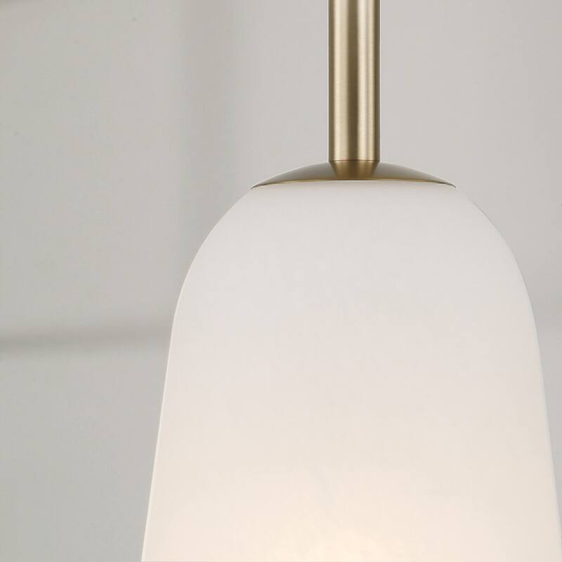 10" W x 24" H 1-Light Pendant in Matte Brass with Faux Alabaster Glass - 10"W x 24"H