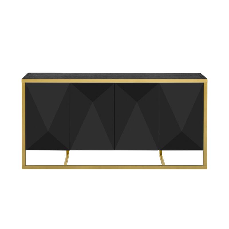 Sideboard Cabinet with 4 Doors, Kitchen Buffet Cabinet with Metal Legs, Storage Cabinet with Adjustable Shelves