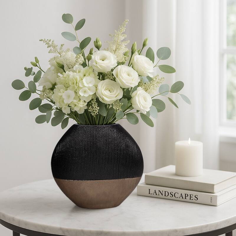 Modern Round Metal Table Vase - Flower Vase