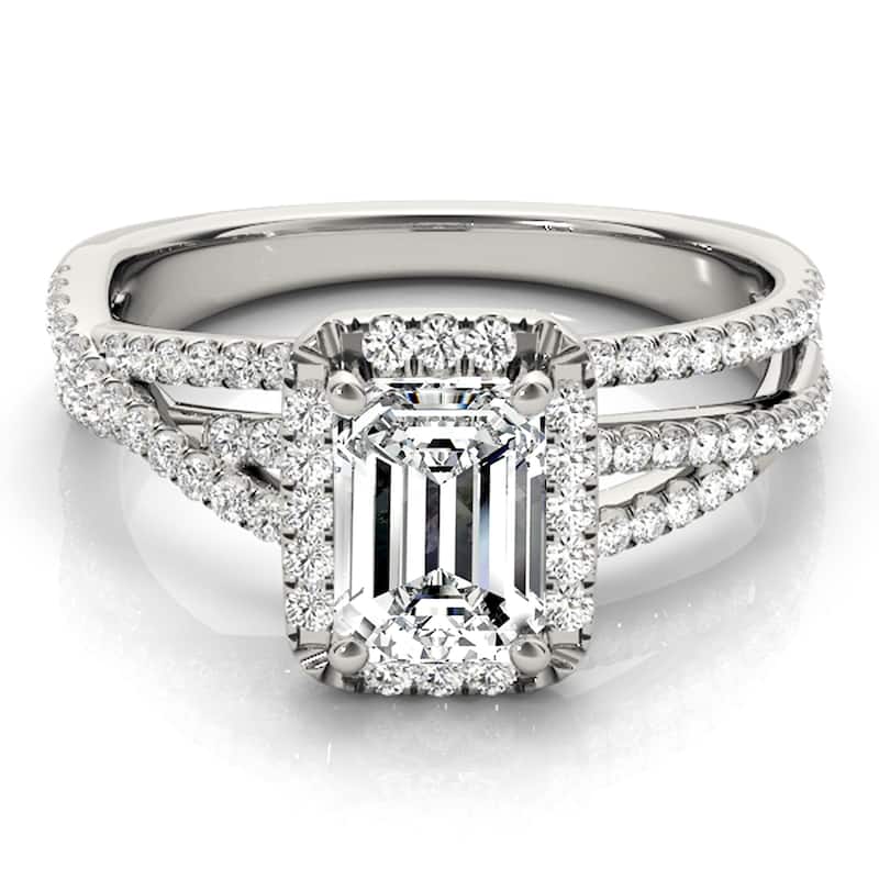 Auriya 14k White Gold Lab Grown Emerald Diamond Halo Engagement Ring 0.50 to 5.00 ct. tw. (F-G VS)