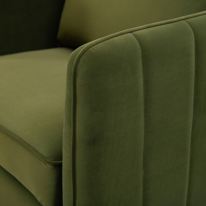 Velvet Mid-Century Modern Accent Chair with Metal Legs and Included Pillow