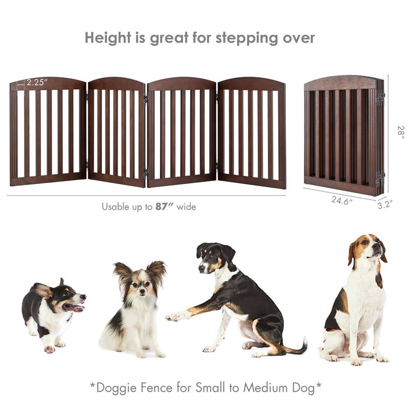 COSTARS Foldable Dog Gate, Dog Gates for Doorways, Stairs, The House, Wooden Freestanding Pet Gate Indoor, Step Over Puppy Gate