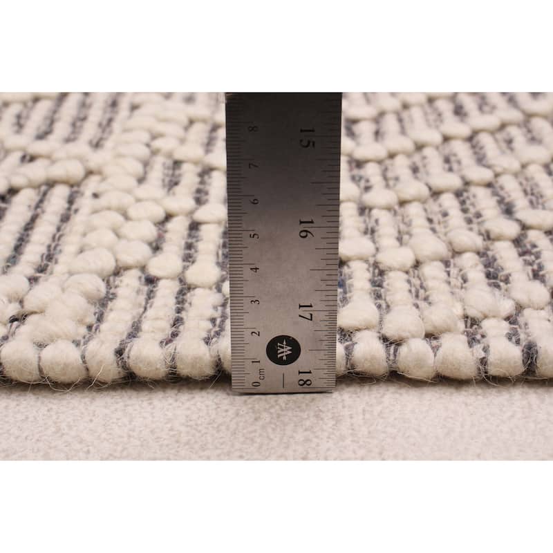 ECARPETGALLERY Braid weave Sienna Cream, Grey Wool Rug - 4'0 x 6'0