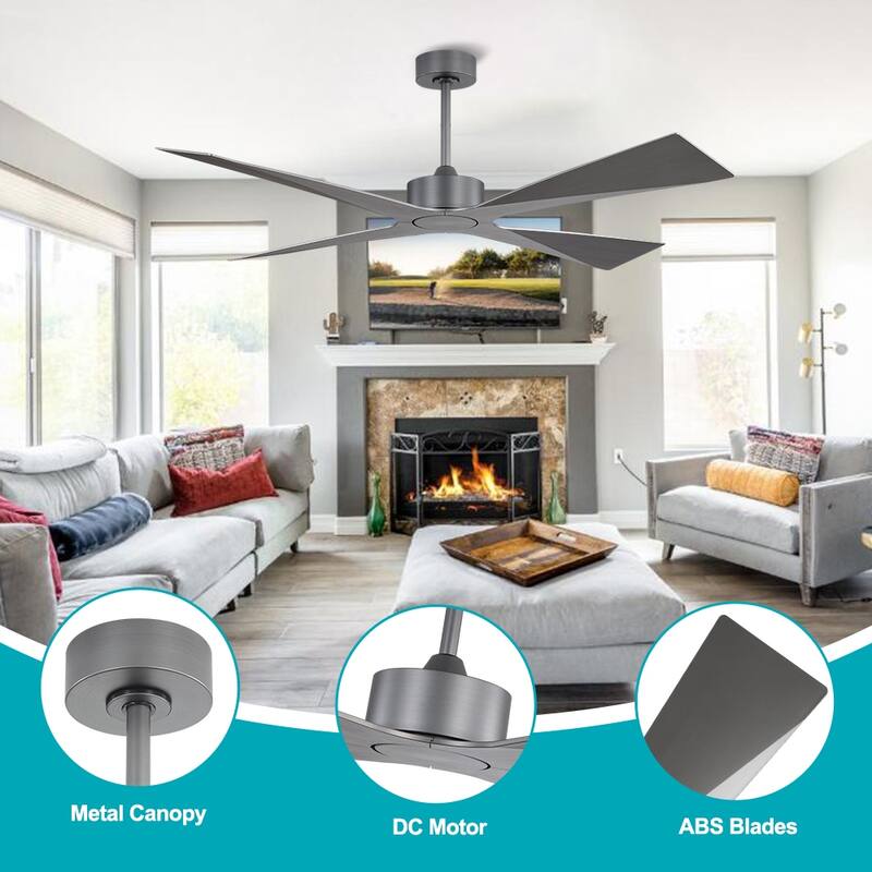 MLiAN 64 In. 4 -ABS Blades Wet Rated Outdoor Ceiling Fan with Remote