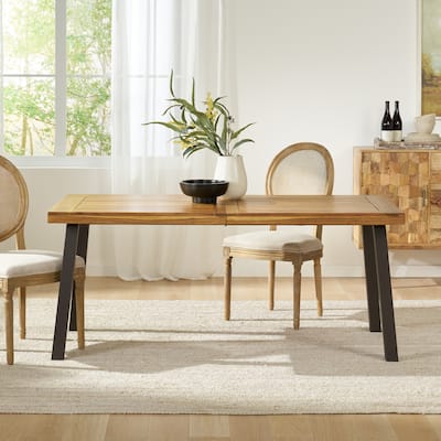Deville Indoor Acacia Wood and Iron Dining Table by Christopher Knight Home