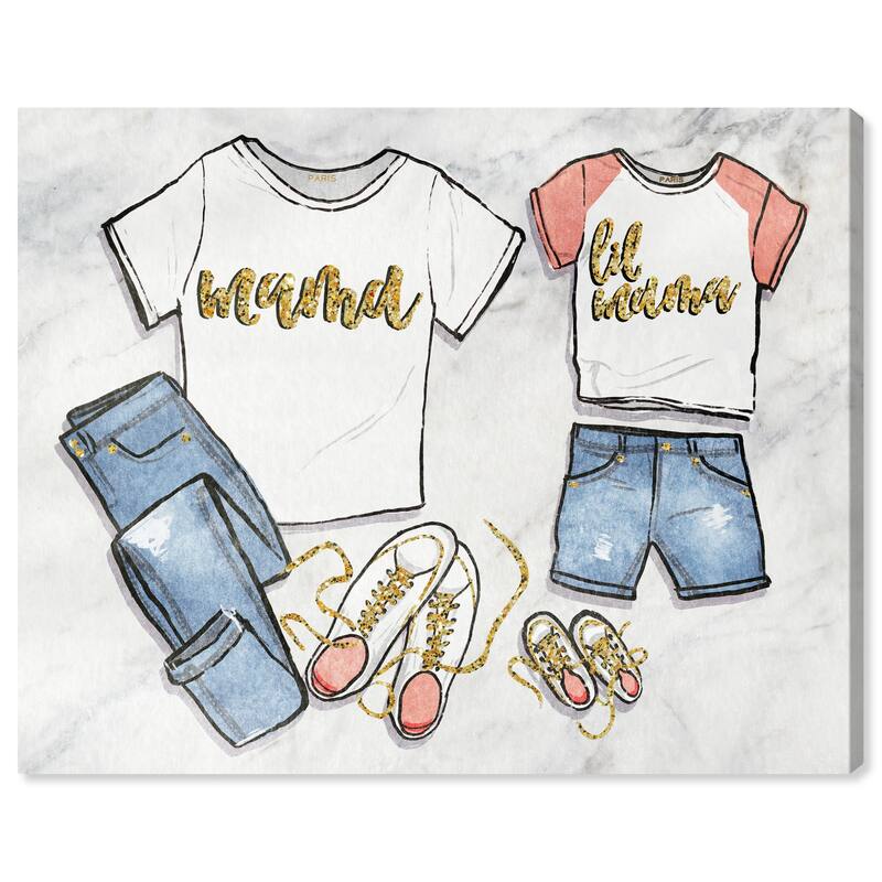 Wynwood Studio 'Mama and Lil Mama Wardrobe' Fashion and Glam Wall Art Canvas Print Outfits - White, Pink