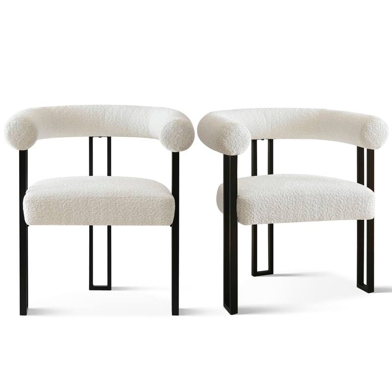 Boucle Upholstered Arm Chair(Set of 2)