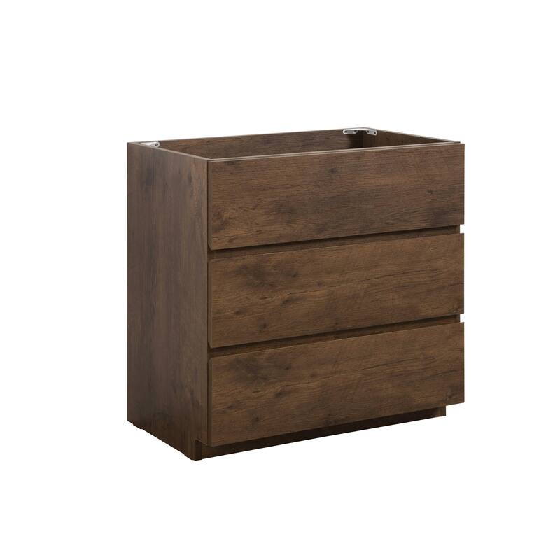 GDFStudio - Alice Gray Freestanding Bathroom Cabinet with Three Soft-Close Drawers, Pre-Assembled, No Basin
