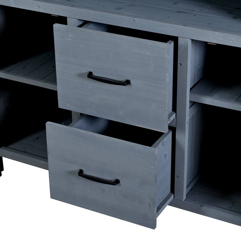 Roomfitters Outdoor Garden Potting Bench with Storage Hutch, Potting Table with Drawers and Cabinets, Shelves