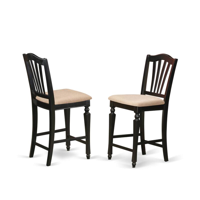 East West Furniture 5 Piece Kitchen Table Set- a Round Table with Pedestal and 4 Dining Chairs, Black & Cherry(Seat Option)