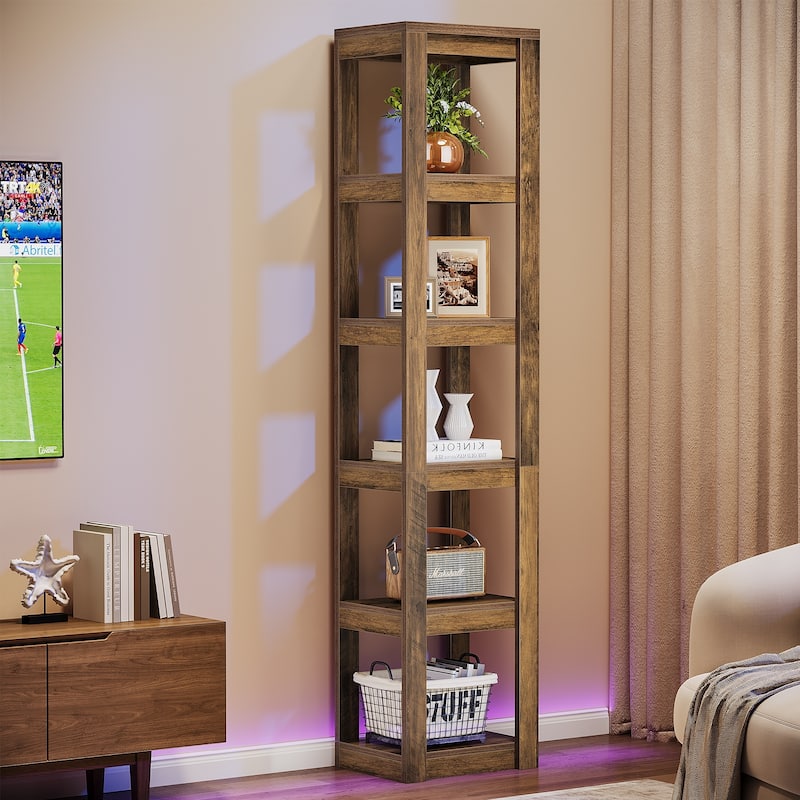 6-Tier Narrow Bookcase, 70.86" Tall Bookshelf Corner Shelf Storage Racks for Small Spaces