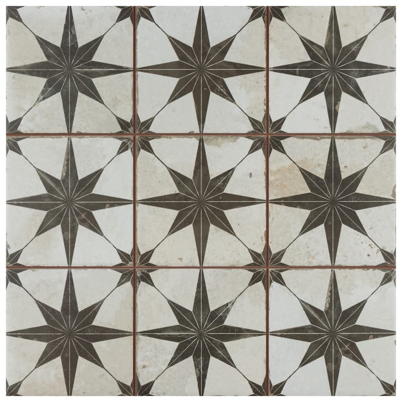 Merola Tile Harmonia Kings Star Nero 13" x 13" Ceramic Floor and Wall Tile