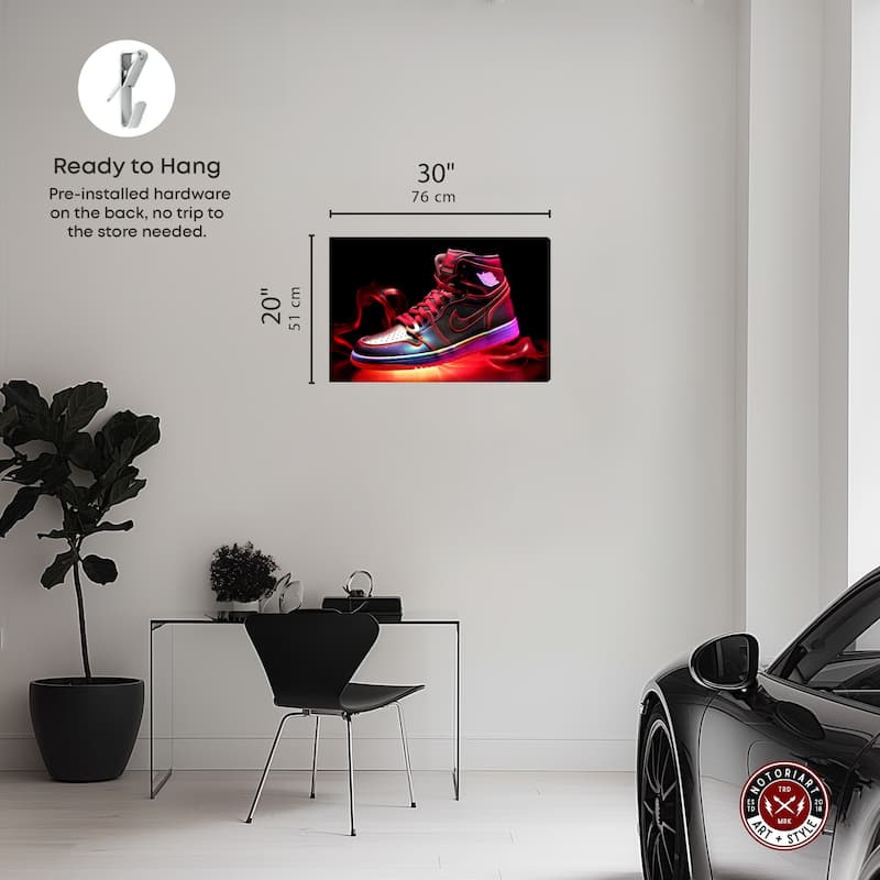 Notoriart Flaming Hot Sneaker Ii Gallery Wrapped Sneaker 1 Piece Canvas Wall Art