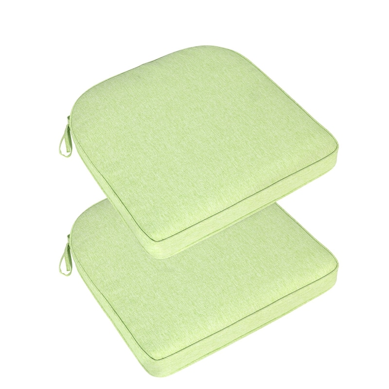 Aoodor Outdoor Dining Chair Cushions Set of 2, Outdoor Chair Pads with Ties, 21 x 21 inch - 21"x21" - Green