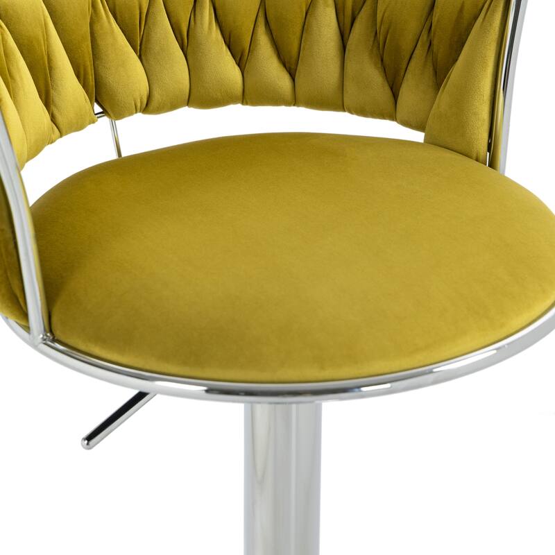Modern Velvet Adjustable Swivel Bar Stools Set of 2