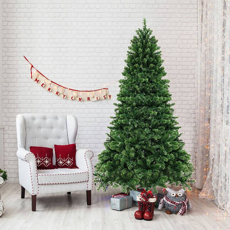 Gymax 7 FT Pre-Lit PVC Christmas Tree & Storage Bag w/ Warm White LED