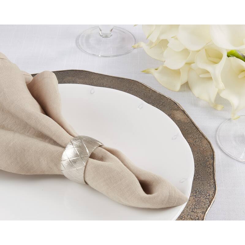 Metal Napkin Rings With Harlequin Design (Set of 4)