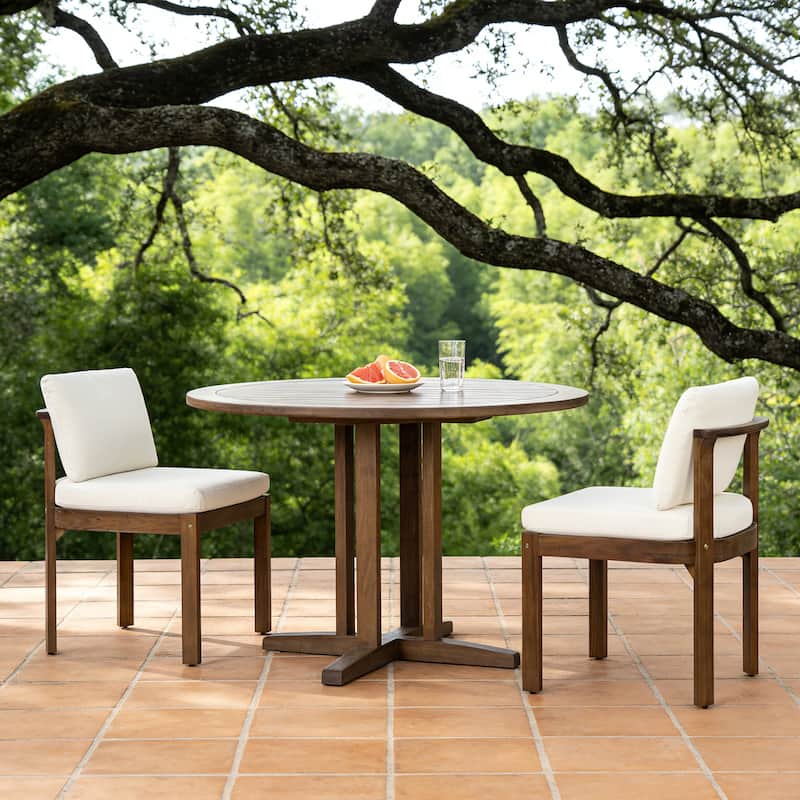 Christopher Knight Home - Modern Wooden Outdoor Dining Chair with Cushions - Set of 2_Brown+Cream