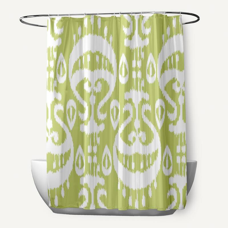 71 x 74-inch Ikat Geometric Print Shower Curtain - Green