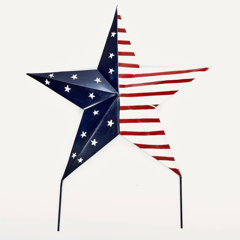 30" Iron July 4th, Independence Day American Flag Star Stake