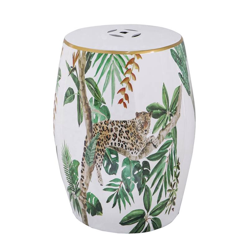 Round Jungle Ceramic Stool - 18"