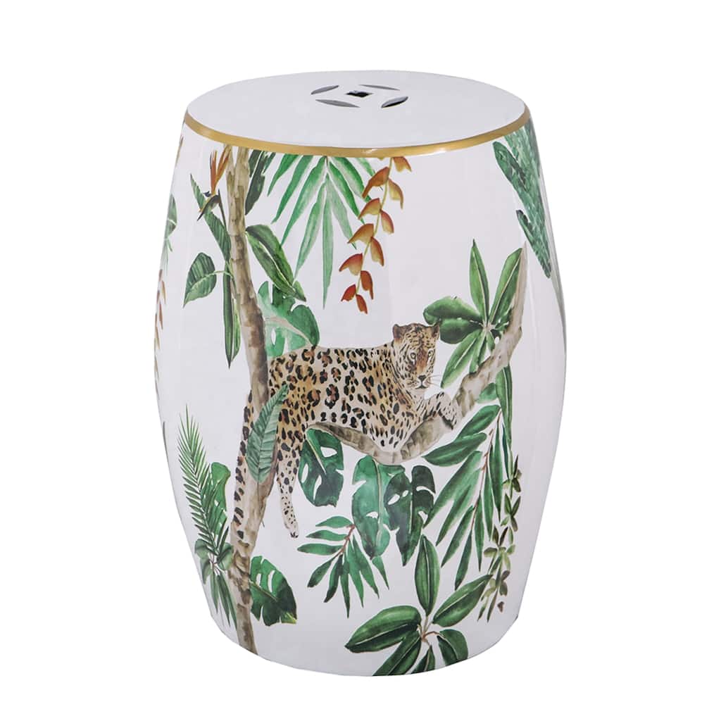 Round Jungle Ceramic Stool - 18"
