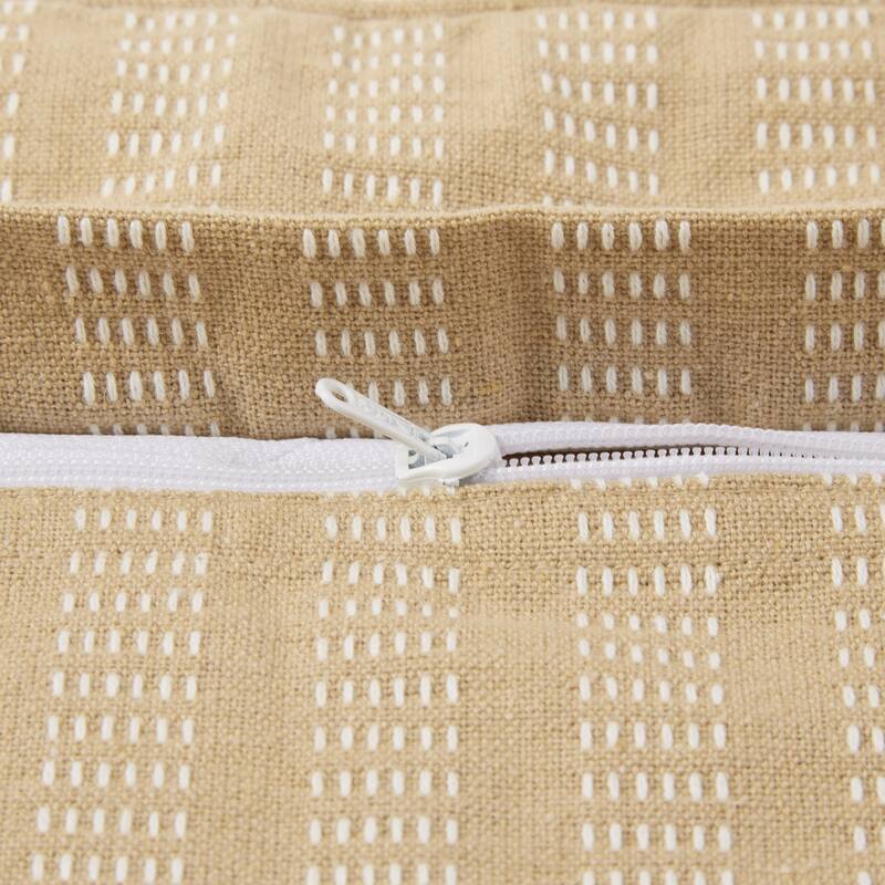 Off-White Dobby Stripes Recycled Cotton Pillow Cover 18x18 (Set of 2)