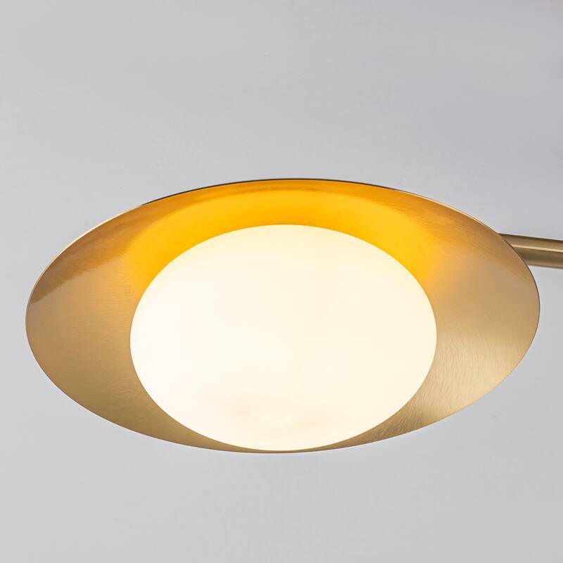 Modern Industrial 3-Light Sputnik Opal Glass Semi Flush Mount - Gold