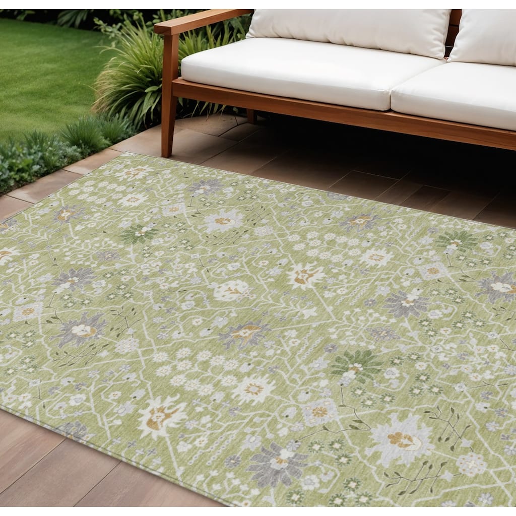 HomeRoots Oriental Traditional Rectangle Outdoor Rug