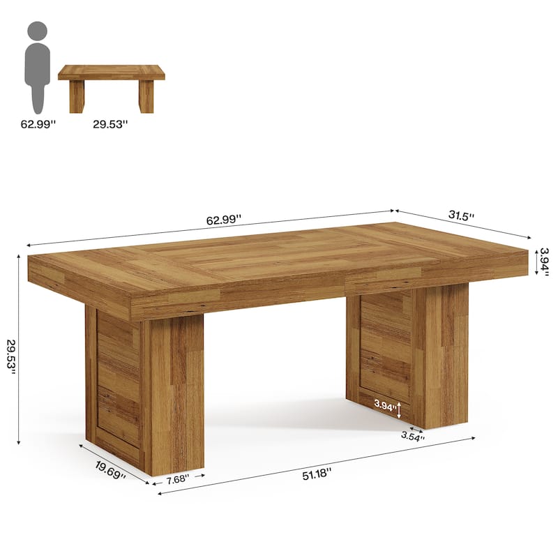 63'' Large Kitchen Table, Rectangle Dining Table for Dining Room, Family Meals, Banquets & Dinner Parties