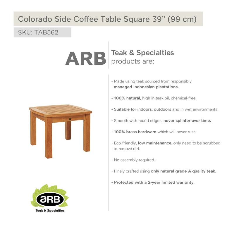 Teak Coffee Table Colorado - Square 40" (100 cm)