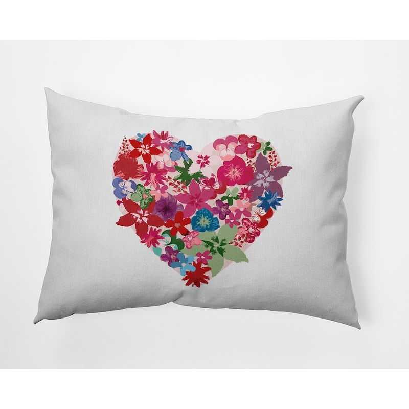 Flowery Heart Decorative Throw Pillow