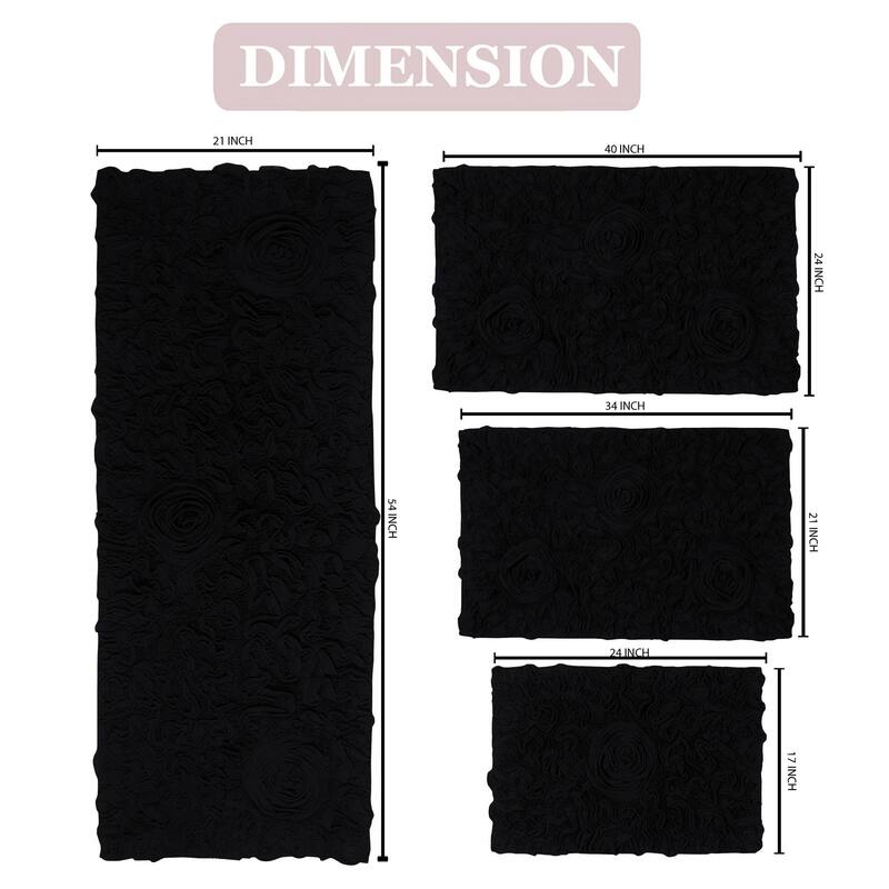 Home Weavers Modesto Collection 100% Cotton Bath Rug, Non-Slip Bath Rug, Extra Soft, Machine Wash, 4 Pcs Set with Runner