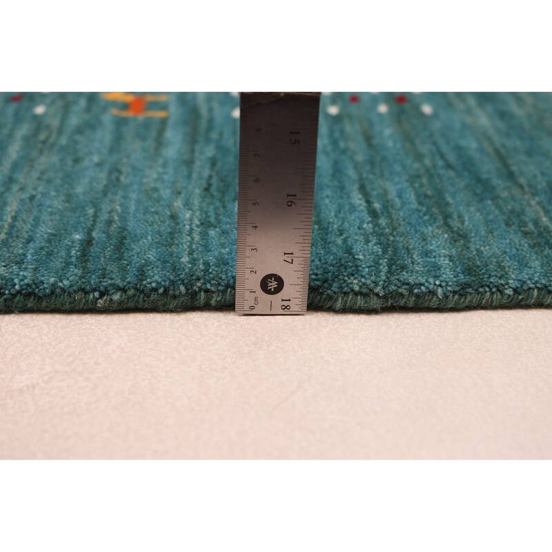 ECARPETGALLERY Hand Loomed Kashkuli Gabbeh Turquoise Wool Rug - 4'11 x 7'11