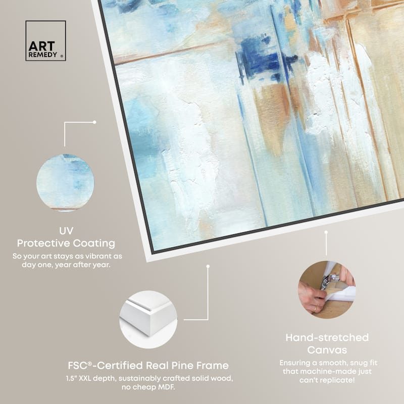 Art Remedy House Of Lines I Framed Blue Abstract 1 Piece Canvas Wall Art