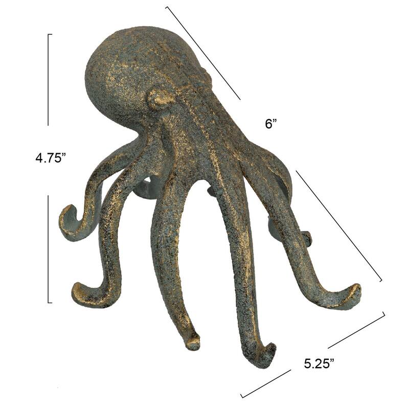 Cast Iron Octopus Figurine Phone/Tablet Holder - 5.9"L x 5.3"W x 4.8"H
