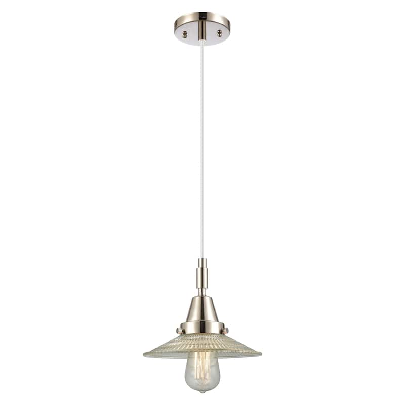 Innovations Lighting Downtown Urban - Caden Halophane - 1 Light 9" Cord Hung Mini Pendant - Clear Halophane Shade/Polished Nickel