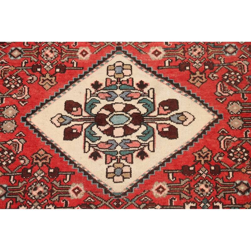 Vintage Geometric Hamedan Persian Area Rug Hand-knotted Wool Carpet - 3'9" x 5'4"