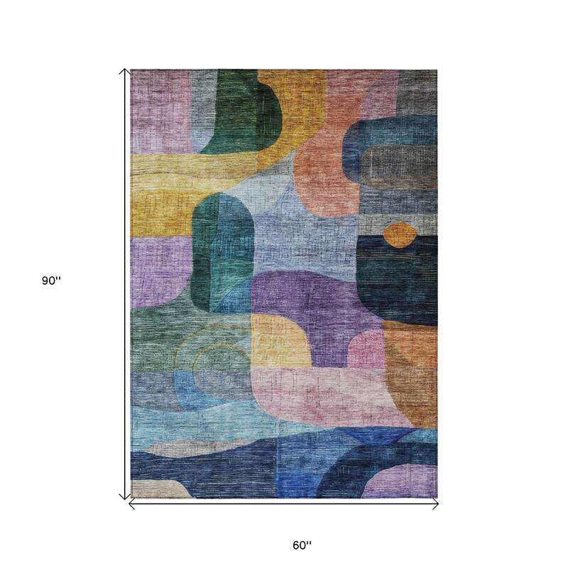 HomeRoots Abstract Transitional Rectangle Outdoor Rug