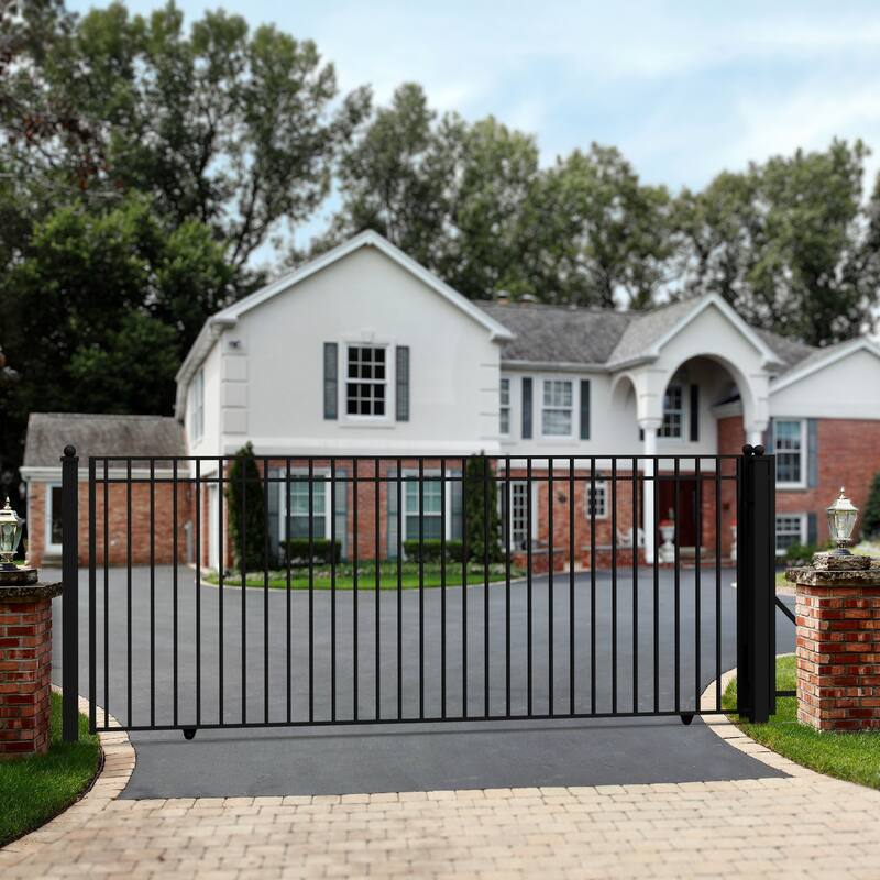 ALEKO Garden Steel Single Sliding 12 ft Driveway Gate Madrid Style with Gate Opener