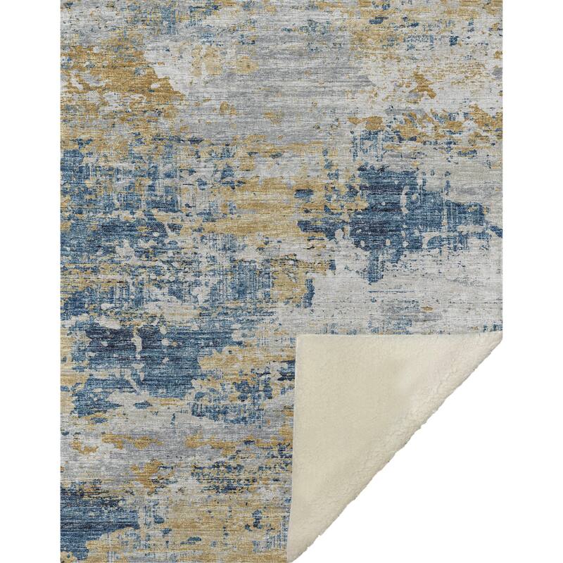 Premium Machine Washable ASB69 Abstract Modern Sherpa Throw Blanket