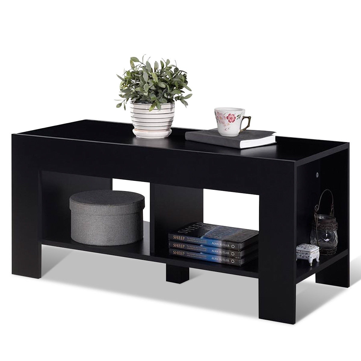 Shop Costway 2 Tier Wood Coffee Table Sofa Side Table W Storage