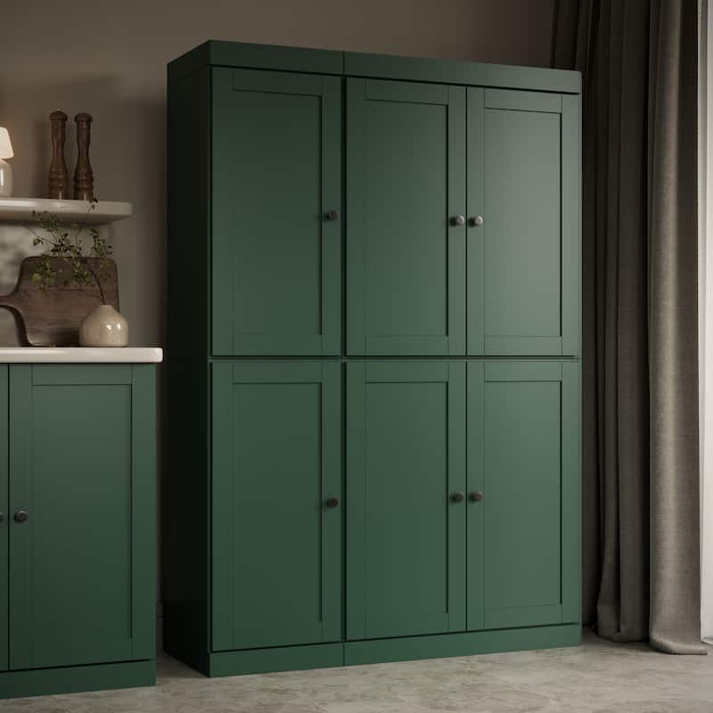 Palace Imports 100% Solid Wood 48.5" Pantry Cabinet with Shaker Doors, 2-Drawers and Adjustable Shelves