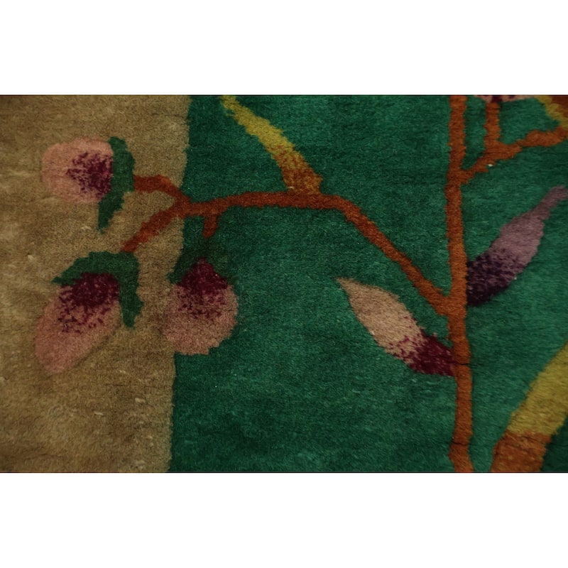 Hand Knotted Oriental 100% Wool Carpet Traditional Floral Brown Art Deco Area Rug - 11' 6'' X 8' 11''